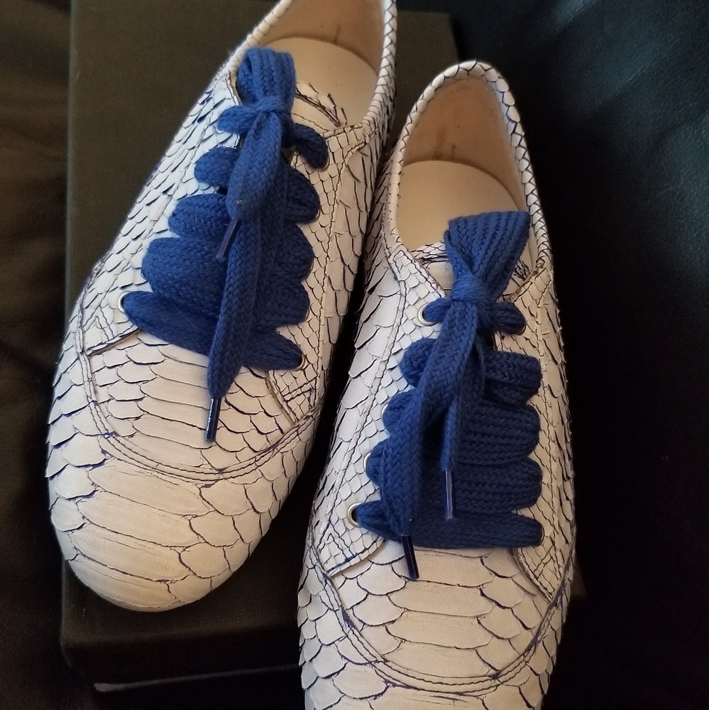 python flash blue leather sneakers Davi Kroell